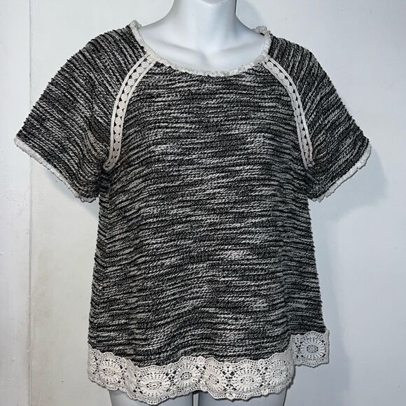 ANTHROPOLOGIE Eri+Ali Lace Trim Popover Top-S - Picture 2 of 10